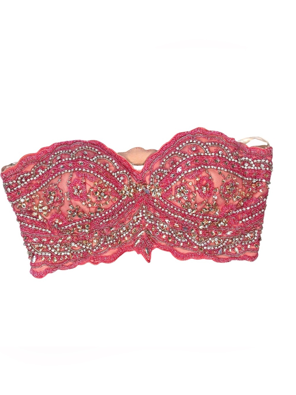 Terani Couture pink sequin bustier Bra Top festival belly dance size zero